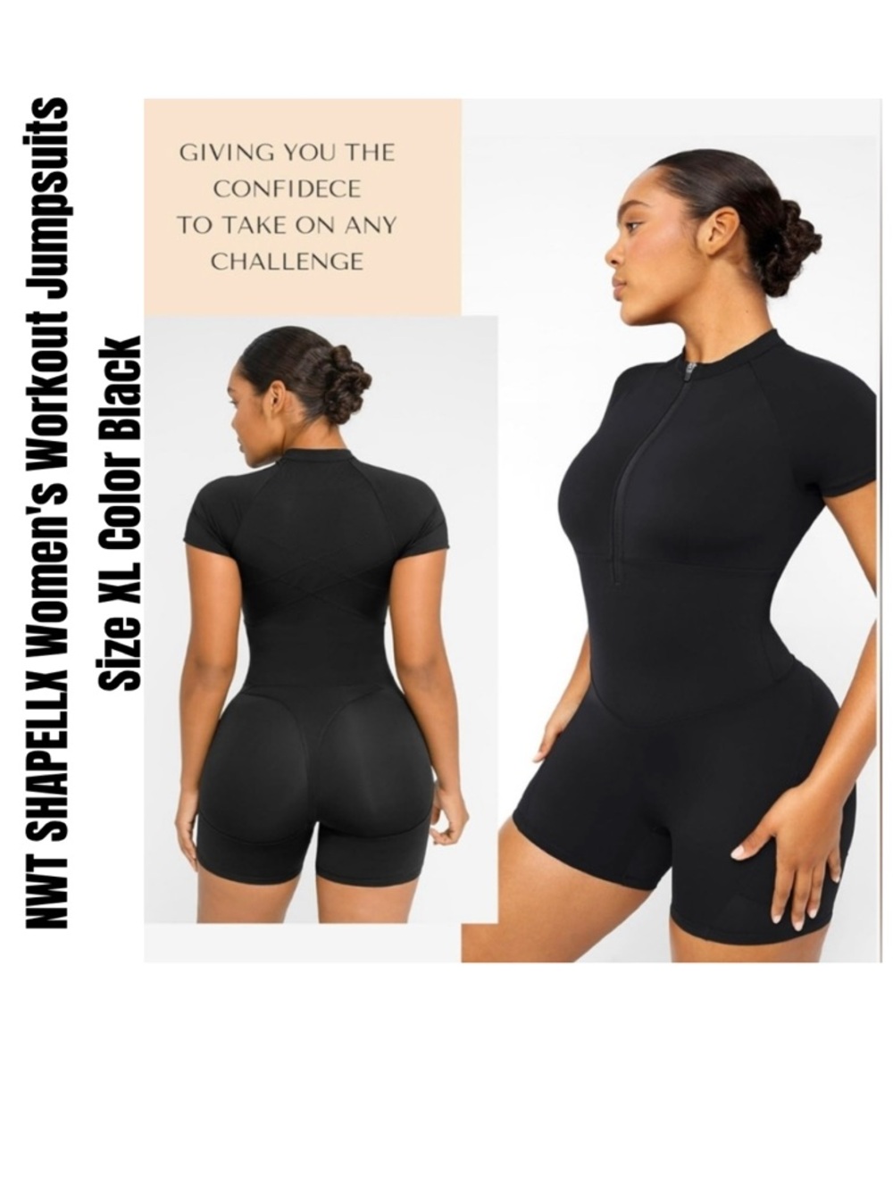 SHAPELLX Women's Workout Jumpsuits Size XL Color Black